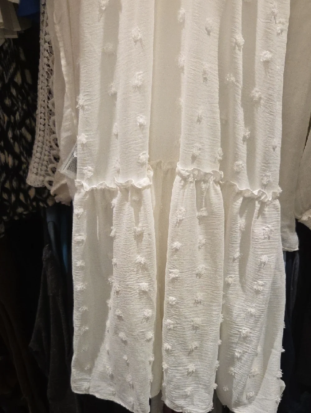 NEW White Textured Ruffle-Hem Maxi Dress - Picture 3 of 3
